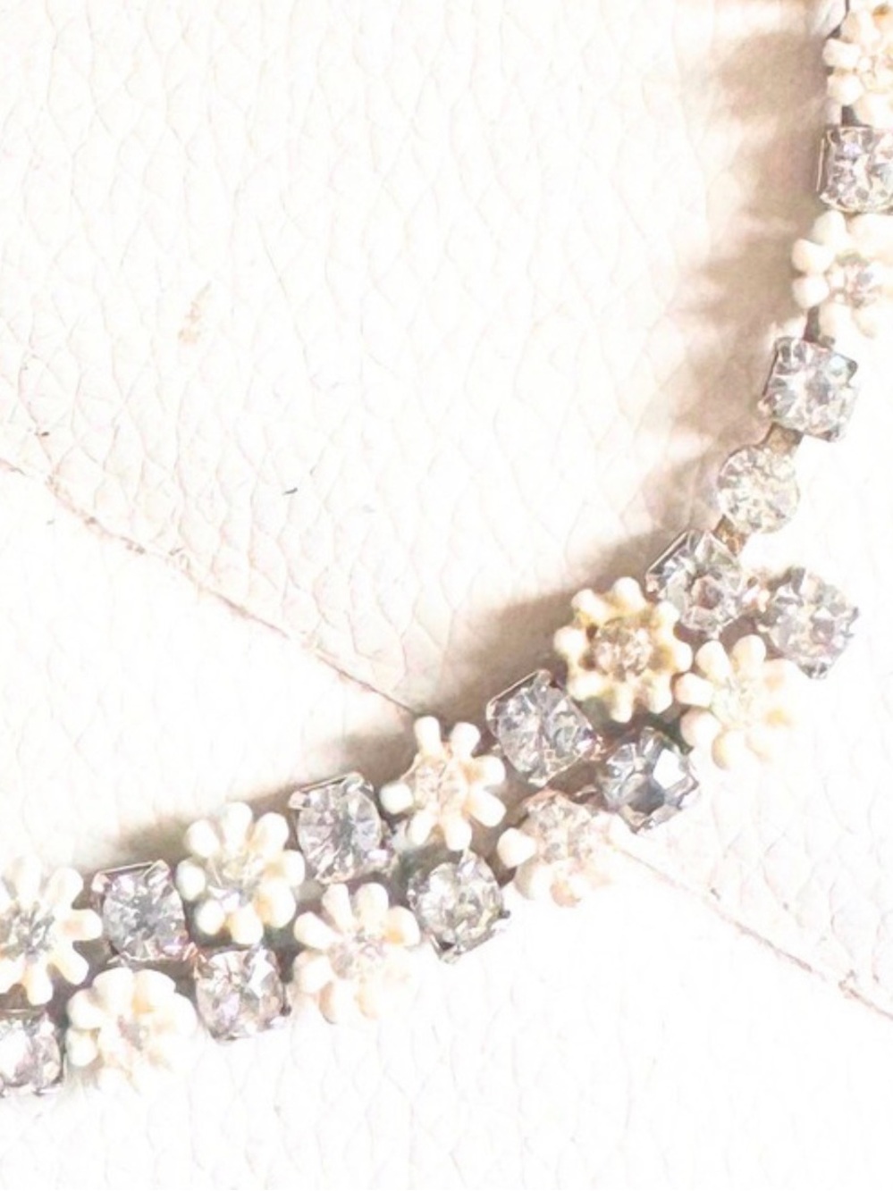 Antique Daisy and Rhinestone Choker Necklace